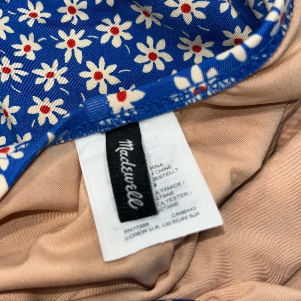 Madewell Plunging Scoopback One Piece Blue Mini Daisy Swimsuit size 4 - Picture 9 of 12